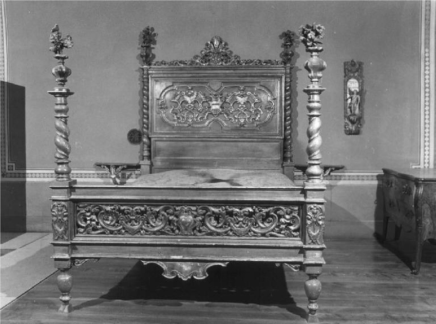 letto, opera isolata - manifattura piemontese (fine/inizio secc. XVIII/ XIX)
