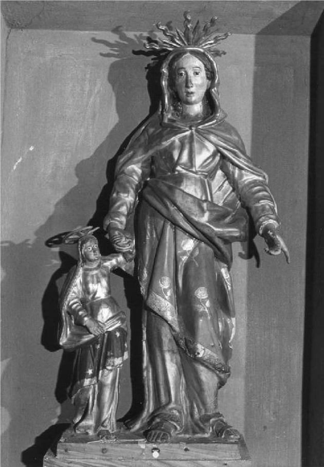 Sant'Anna insegna a leggere a maria vergine (gruppo scultoreo, opera isolata) - manifattura lombarda (sec. XVIII)
