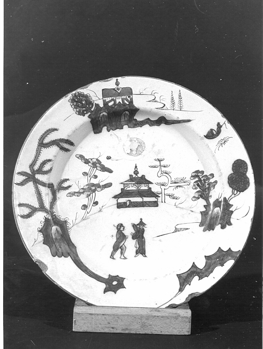 paesaggio (piatto, serie) di Ditta Clerici F (sec. XVIII)