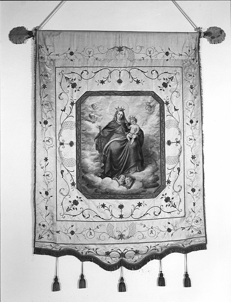 adorazione dell'Eucaristia (stendardo processionale, opera isolata) - ambito lombardo (fine/inizio secc. XIX/ XX)