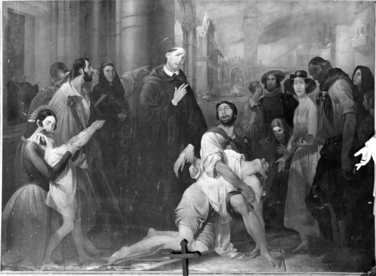 San Carlo Borromeo soccorre un appestato (dipinto, opera isolata) di Monti Gaetano Matteo (prima metà sec. XIX)