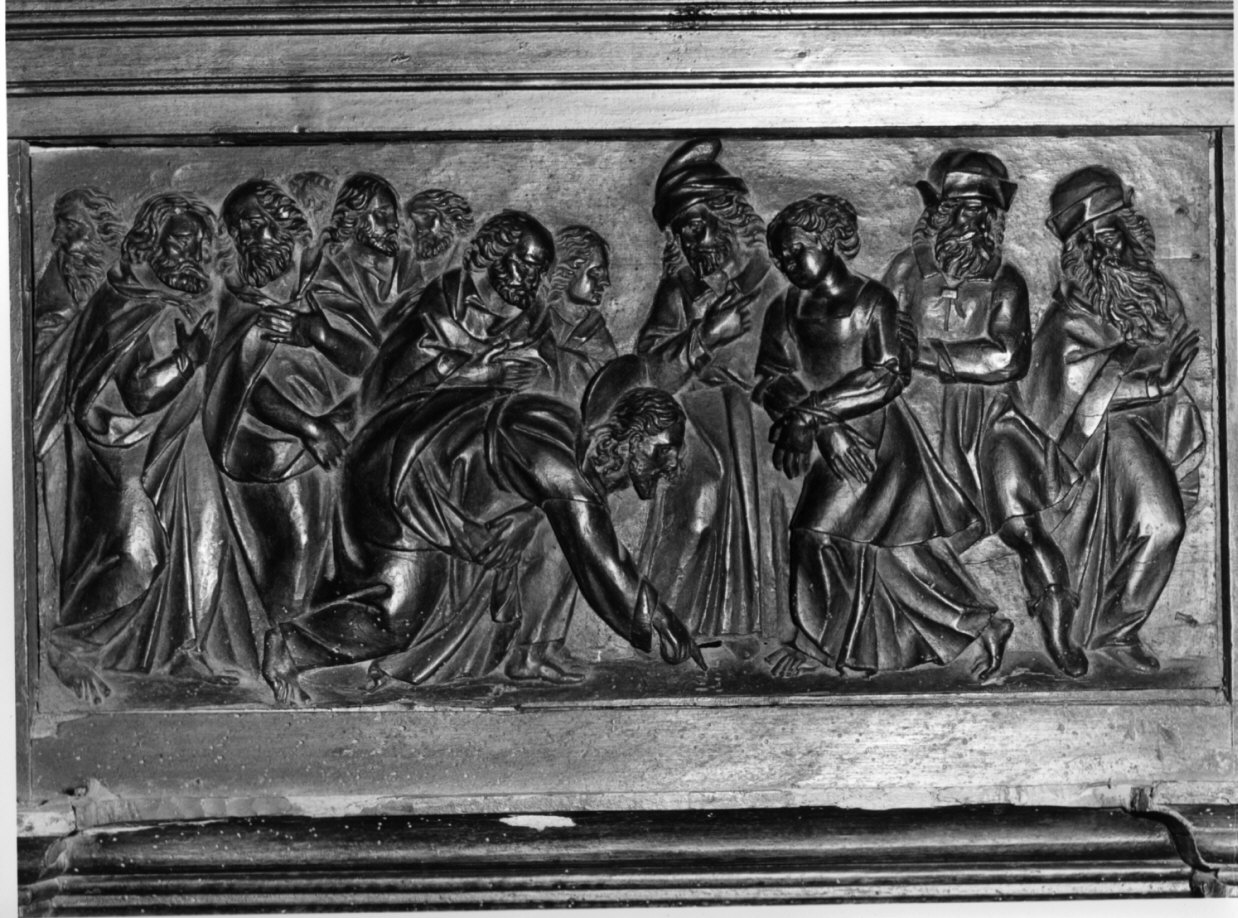 Cristo e l'adultera (rilievo, elemento d'insieme) - bottega lombarda (sec. XVII)