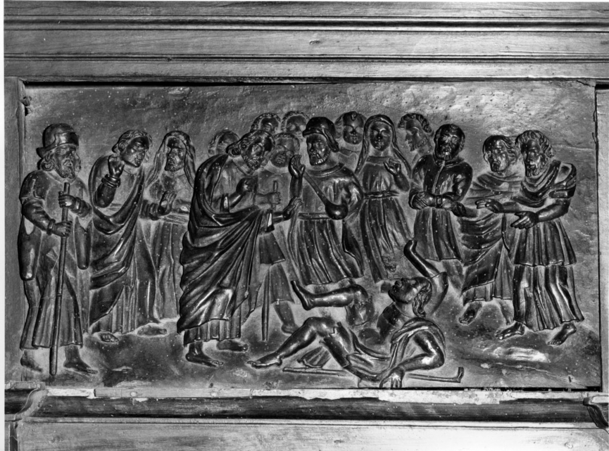 Cristo guarisce il paralitico di Cafarnao (?) (rilievo, elemento d'insieme) - bottega lombarda (sec. XVII)