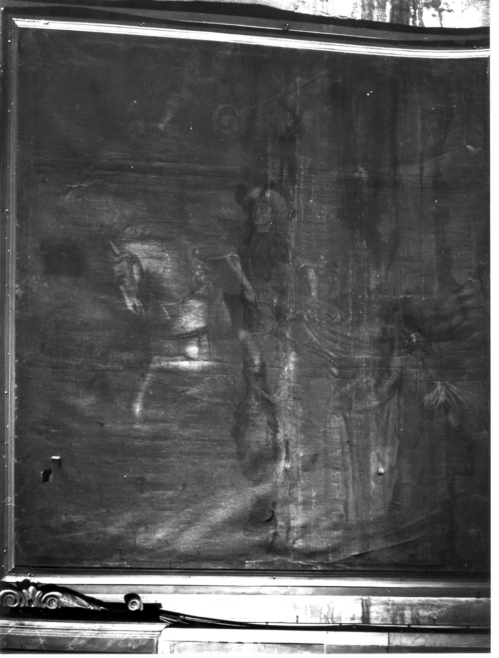 San Martino dona parte del mantello al povero (dipinto, opera isolata) - ambito lombardo (inizio sec. XVII)