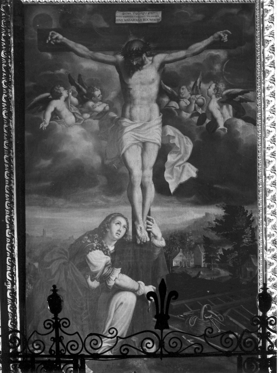 Santa Maria Maddalena ai piedi di Cristo crocifisso (dipinto, opera isolata) di Mainardi Marcantonio detto Chiaveghino (attribuito) (sec. XVI)