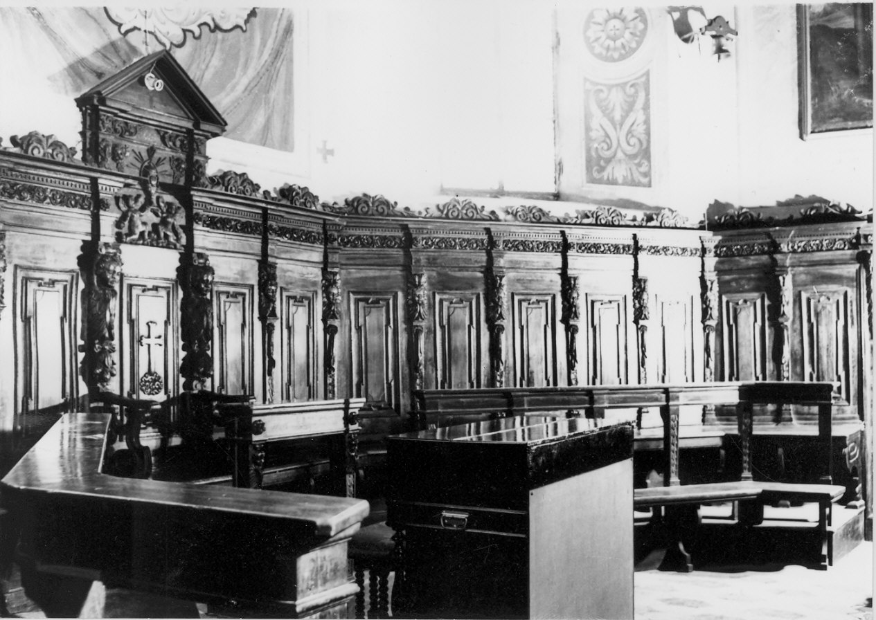 stalli del coro, opera isolata - bottega lombarda (sec. XVII, sec. XIX)
