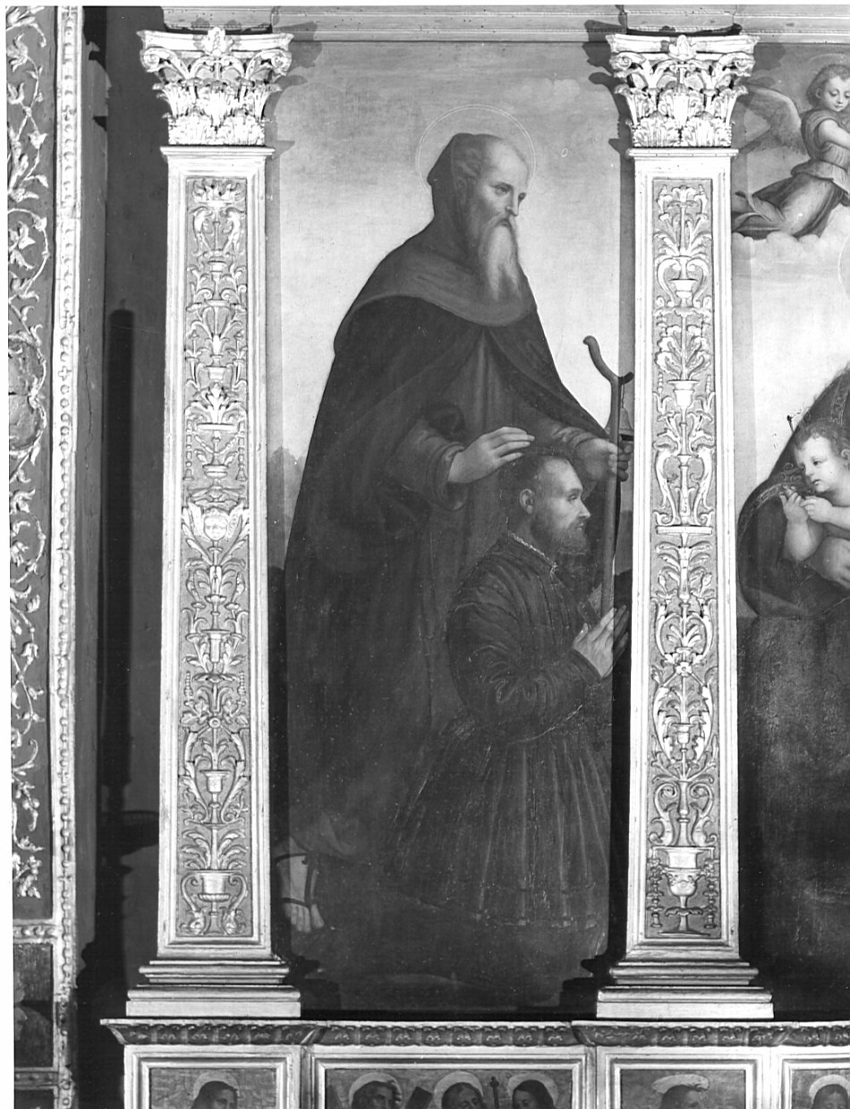 Sant'Antonio Abate e il committente Antonio Berinzaghi (dipinto) di Piazza Albertino (attribuito), Piazza Martino (attribuito) (prima metà sec. XVI)