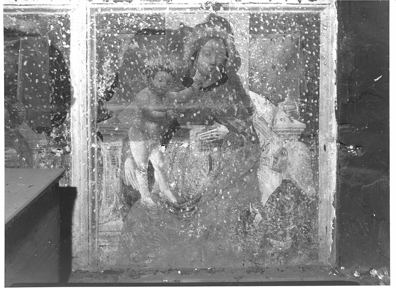 Madonna con Bambino in trono (dipinto) di Della Chiesa Giovanni (attribuito), Della Chiesa Matteo (attribuito) (fine sec. XV)