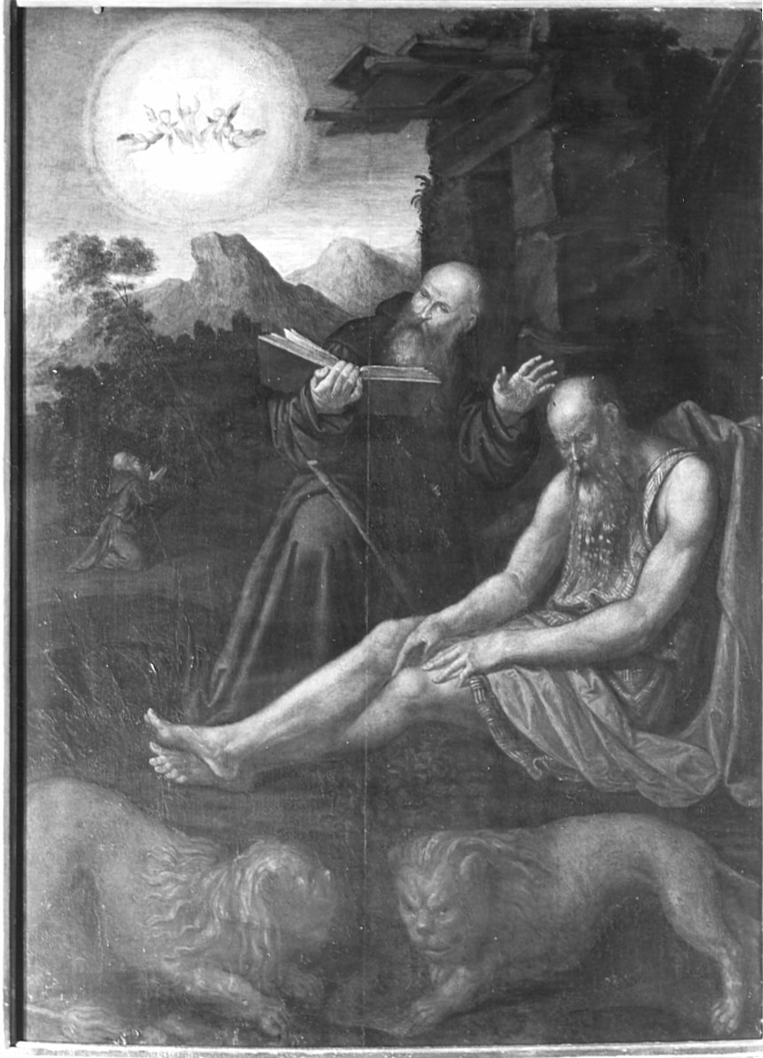 morte di San Paolo eremita e Sant'Antonio (dipinto) di Piazza Scipione (sec. XVI)