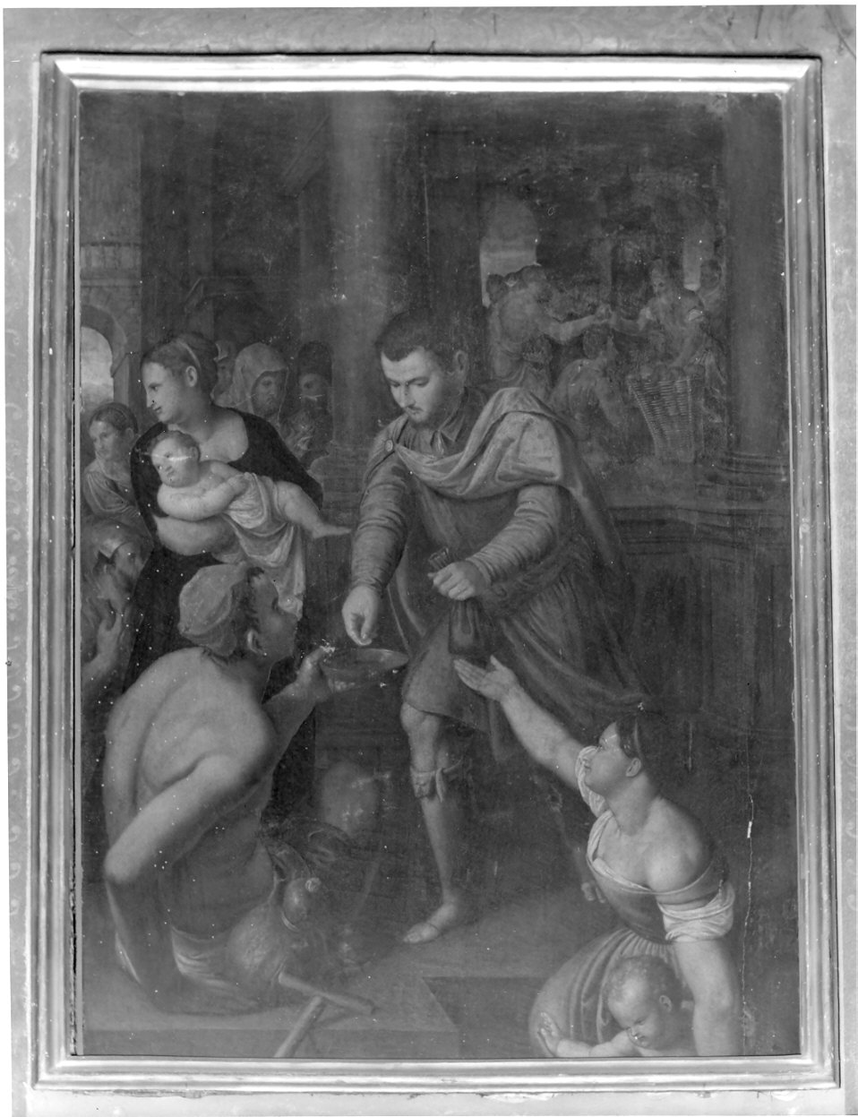 San Gioacchino fa l'elemosina ai poveri (dipinto) di Piazza Callisto (sec. XVI)