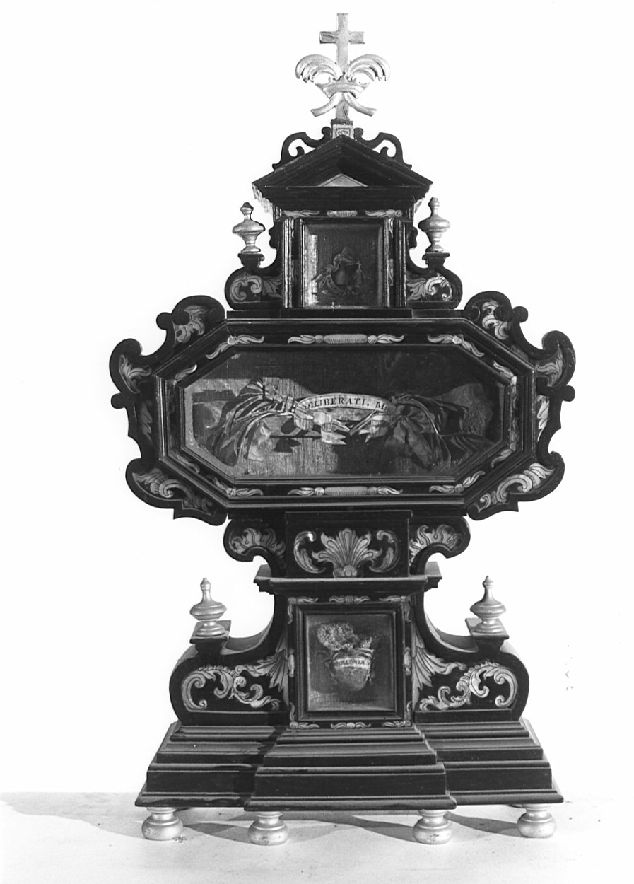 reliquiario a teca, coppia - bottega Italia settentrionale (fine sec. XIX)