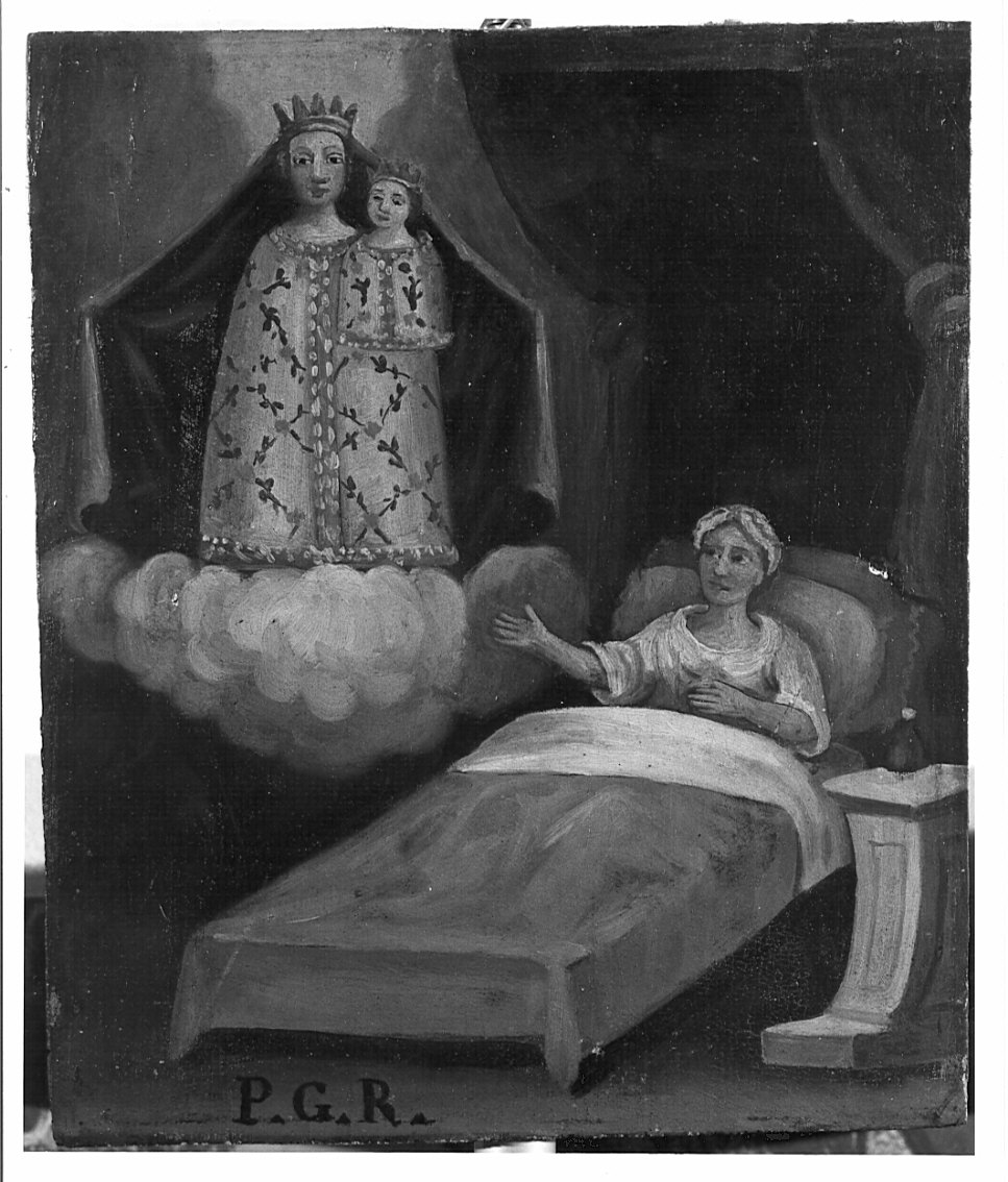 apparizione della Madonna a una donna ammalata (ex voto, opera isolata) - ambito italiano (prima metà sec. XIX)