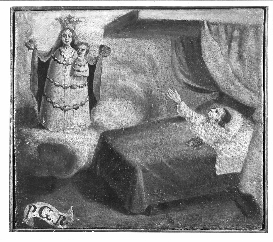 apparizione della Madonna a una donna ammalata (ex voto, opera isolata) - ambito italiano (sec. XIX)