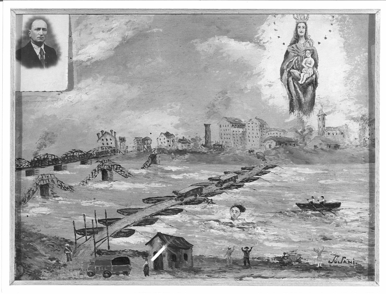 apparizione della Madonna a un uomo che annega (ex voto, opera isolata) - ambito italiano (sec. XX)