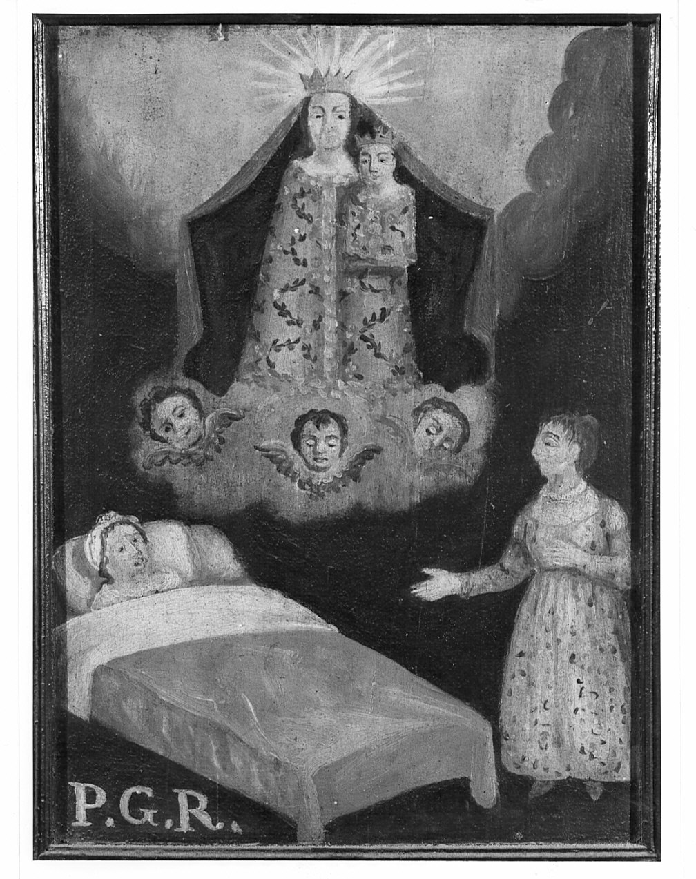 apparizione della Madonna a una donna ammalata (ex voto, opera isolata) - ambito italiano (prima metà sec. XIX)