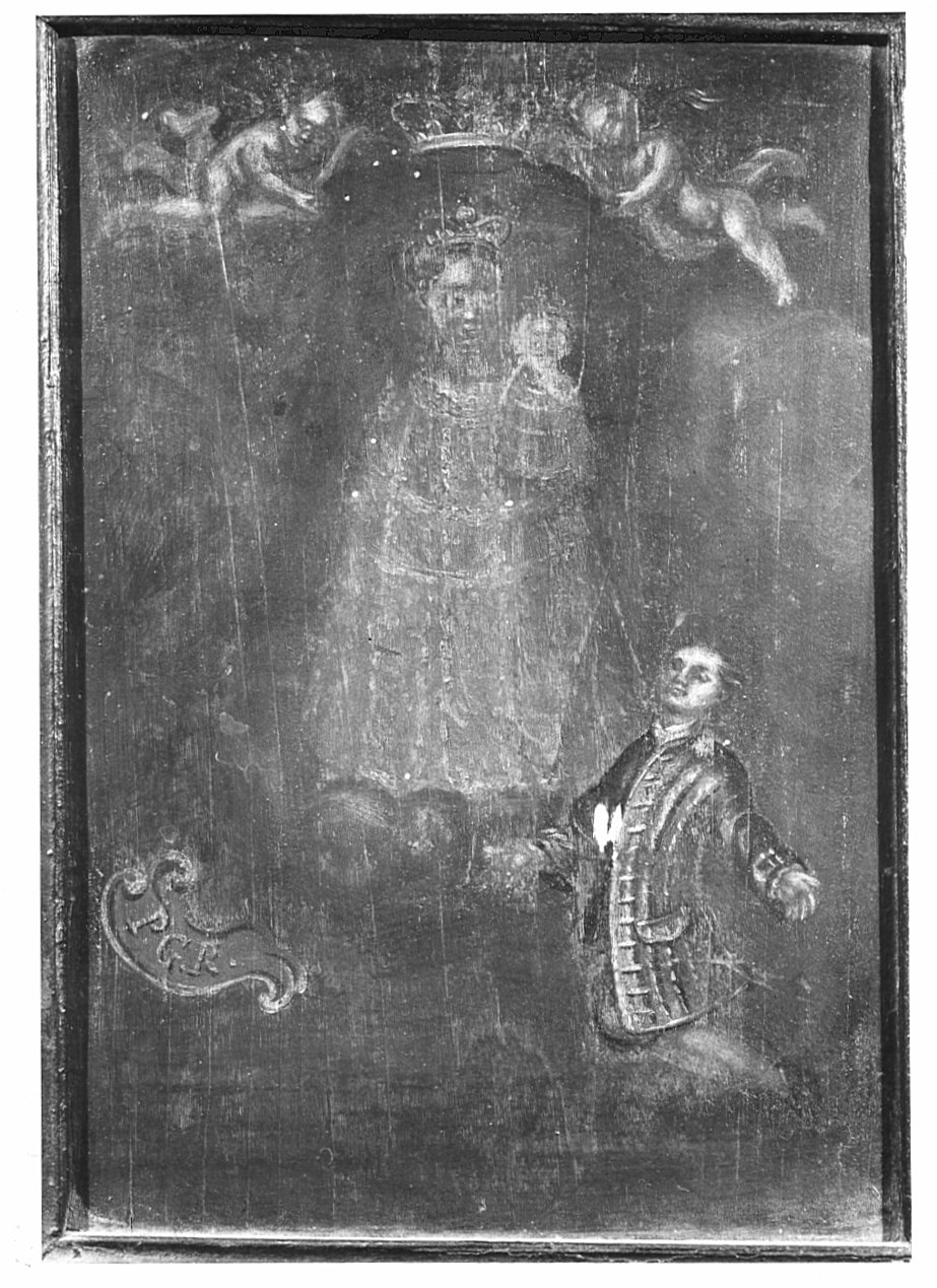 apparizione della Madonna a un uomo in ginocchio (ex voto, opera isolata) - ambito italiano (ultimo quarto sec. XVIII)