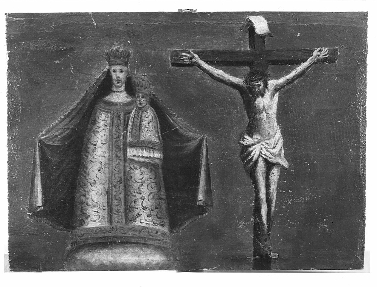 Madonna con Bambino/ Cristo crocifisso (ex voto, opera isolata) - ambito italiano (fine sec. XVIII)