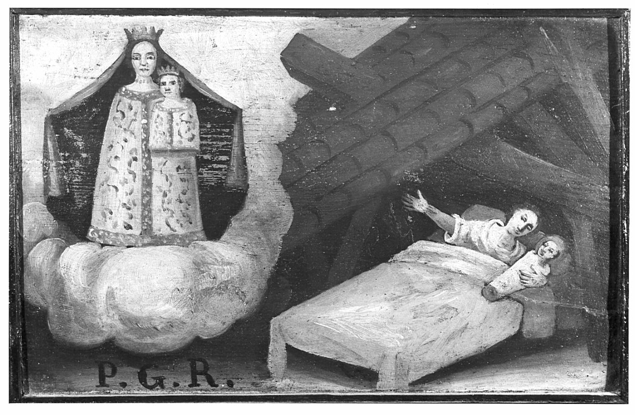 apparizione della Madonna a una donna in difficoltà (ex voto, opera isolata) - ambito italiano (prima metà sec. XIX)