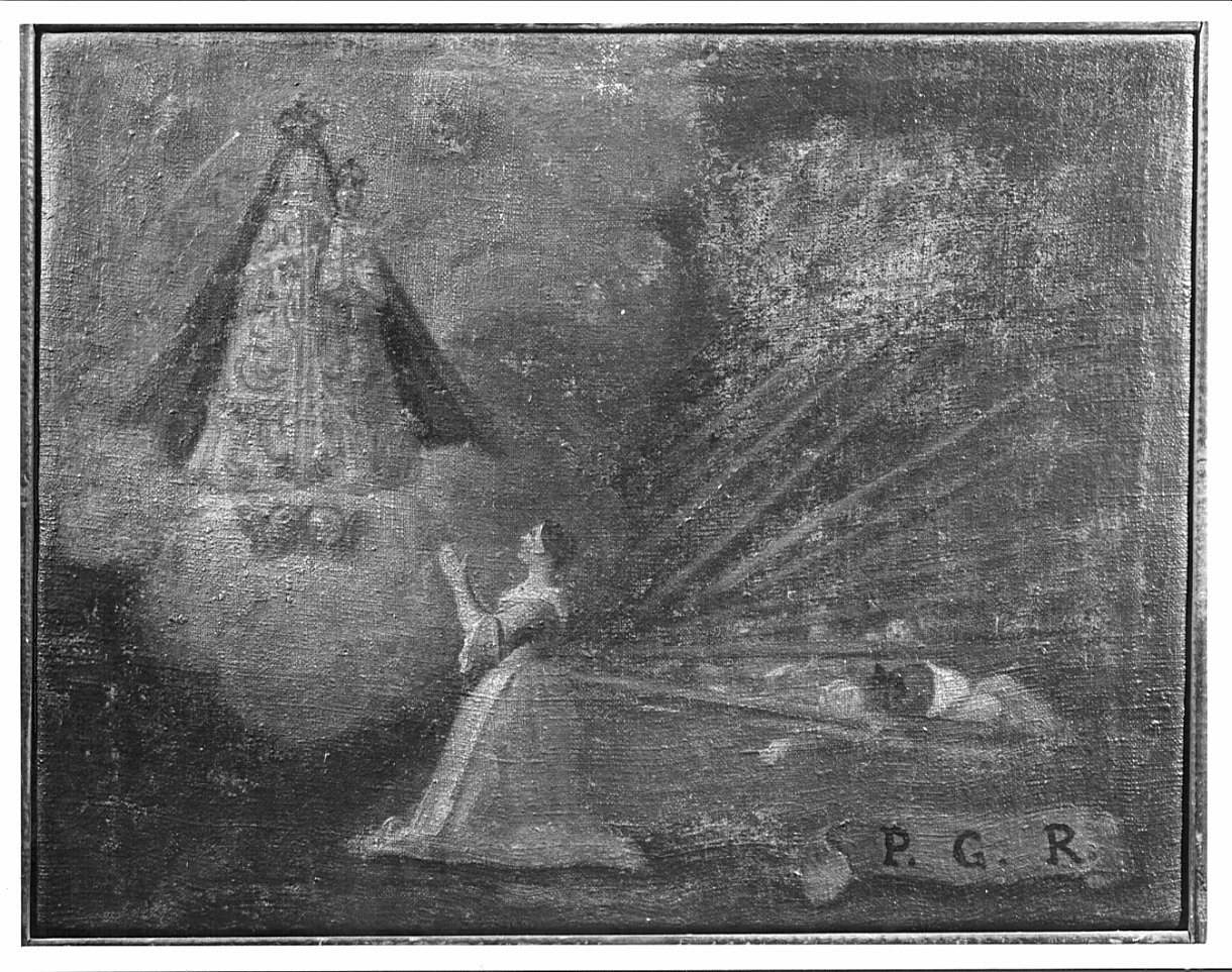 apparizione della Madonna a una donna in ginocchio (ex voto, opera isolata) - ambito italiano (fine sec. XVIII)