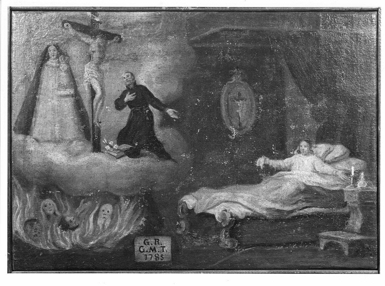 apparizione della Madonna a un uomo ammalato (ex voto, opera isolata) - ambito italiano (sec. XVIII)