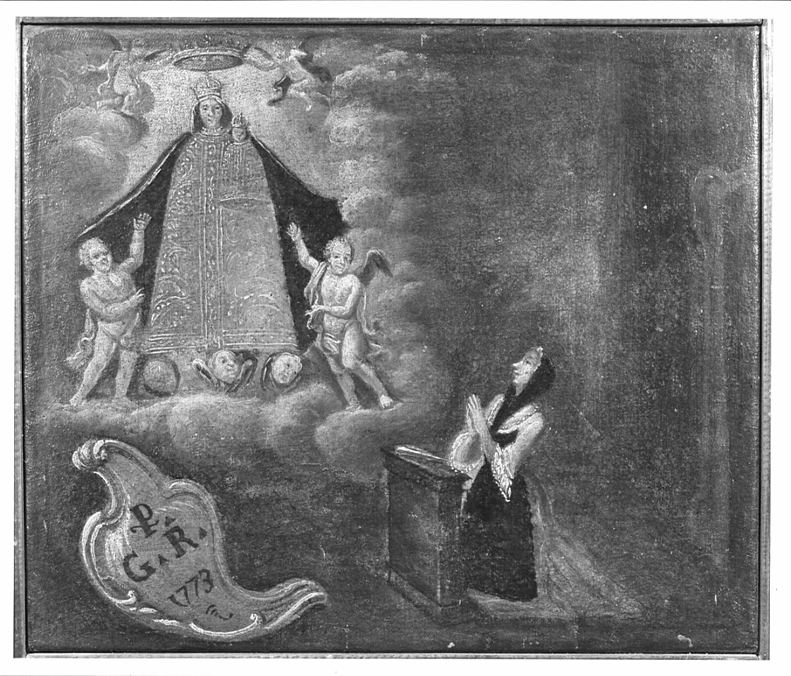 apparizione della Madonna a una donna in preghiera (ex voto, opera isolata) - ambito italiano (sec. XVIII)