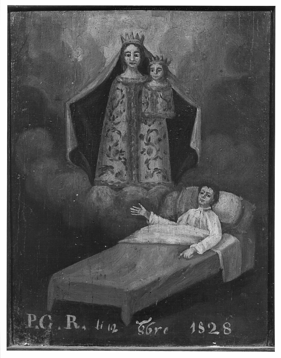 apparizione della Madonna a un giovane ammalato (ex voto, opera isolata) - ambito italiano (sec. XIX)