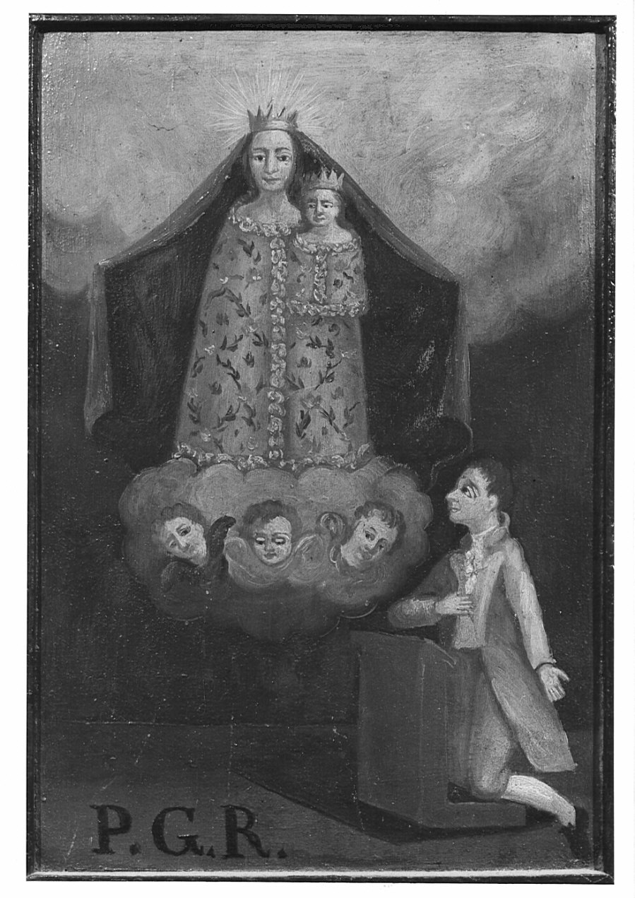 apparizione della Madonna a un uomo in preghiera (ex voto, opera isolata) - ambito italiano (metà sec. XIX)