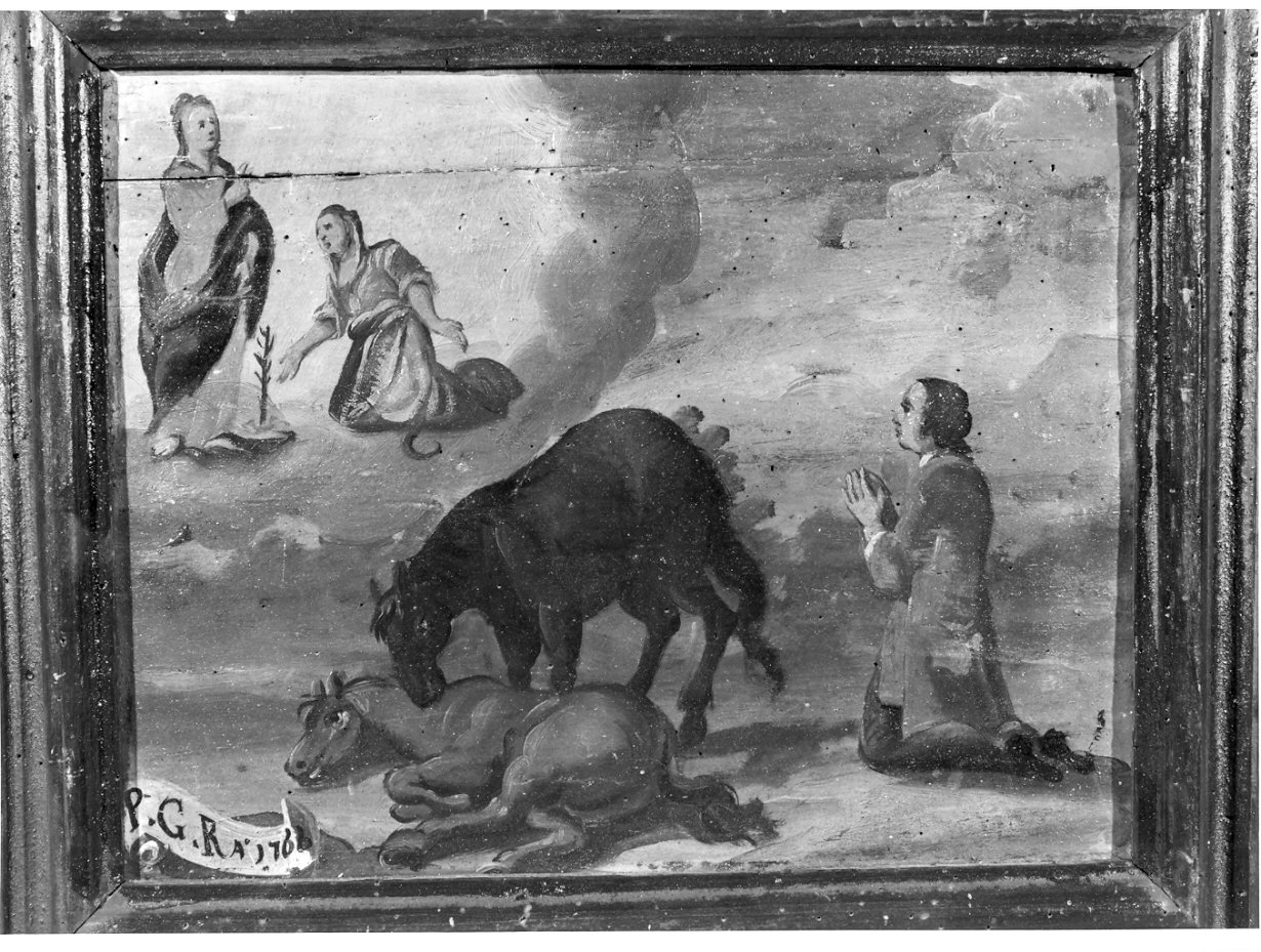 apparizione della Madonna a un uomo in preghiera (ex voto, opera isolata) - ambito italiano (sec. XVIII)