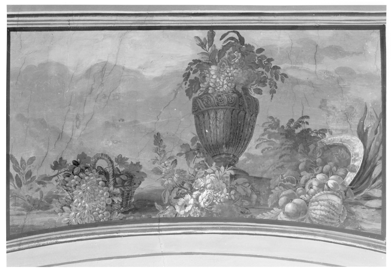 natura morta con frutta e fiori (sovrapporta, opera isolata) - ambito lombardo (sec. XVIII)