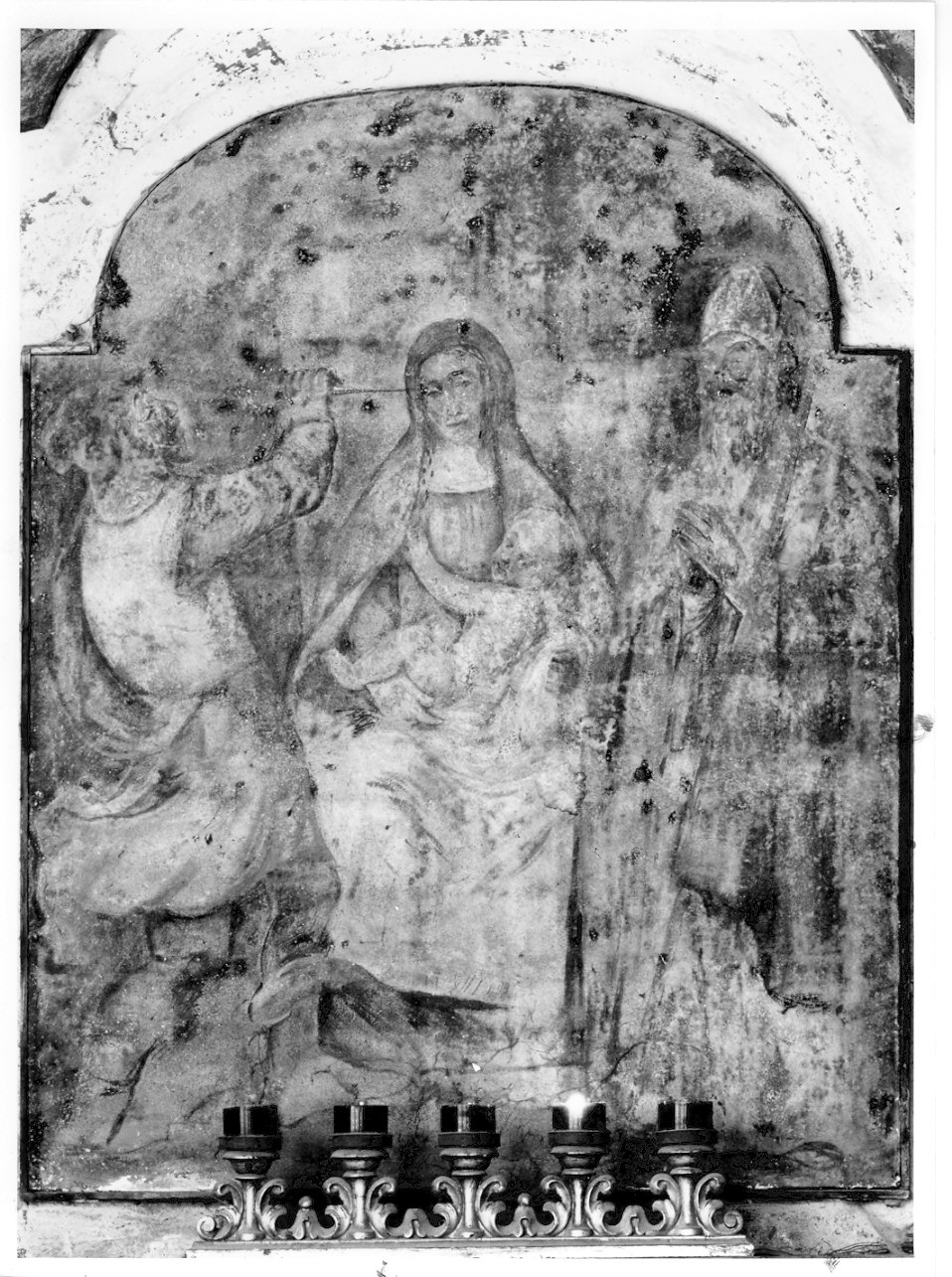 Madonna con Bambino, San Bassiano e sgherro armato (dipinto, opera isolata) - ambito lombardo (metà sec. XVI)