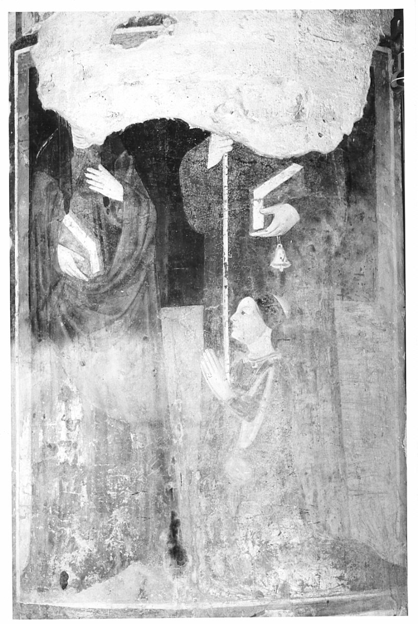 Santi e figura femminile (dipinto, frammento) - ambito lombardo (prima metà sec. XV)