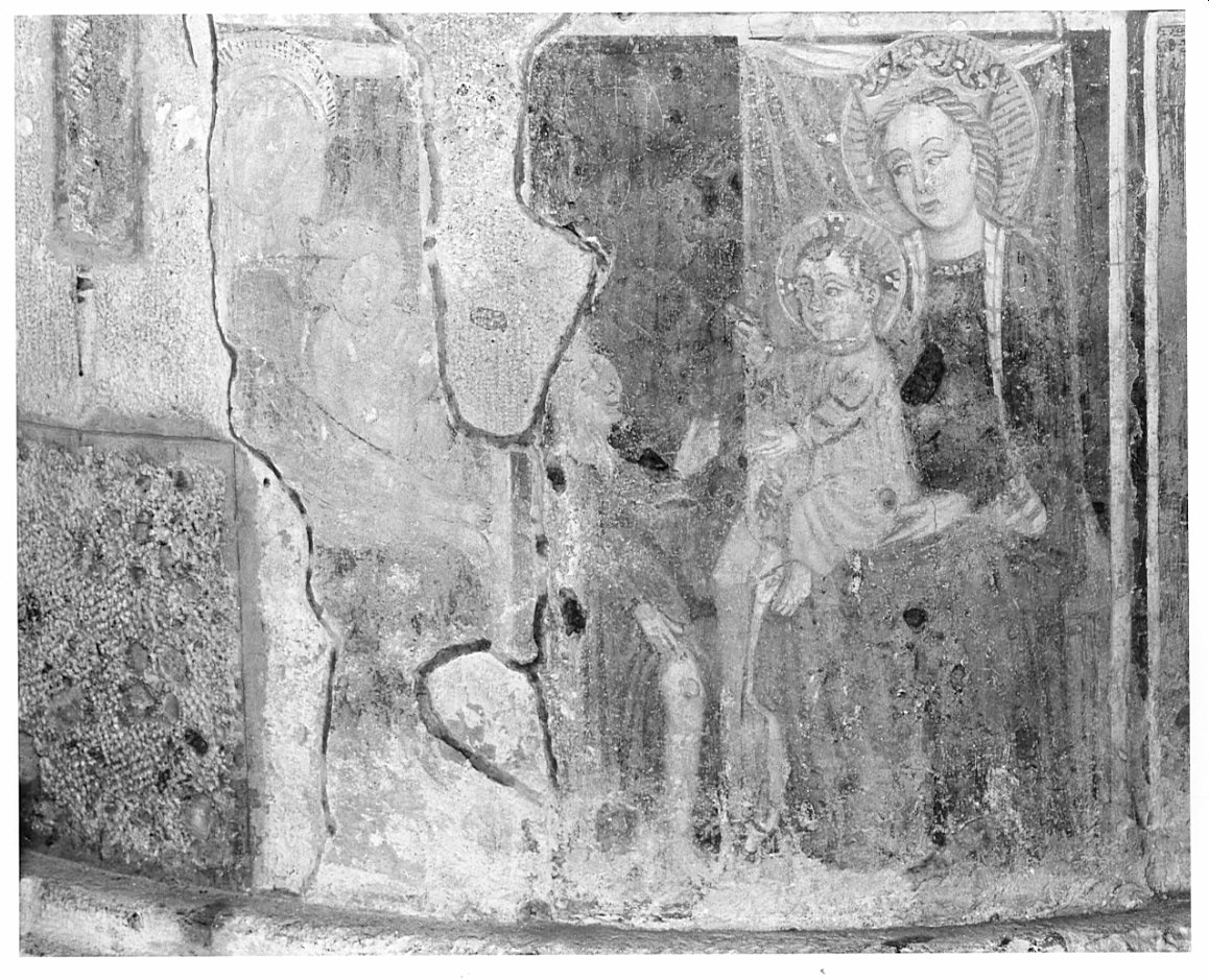 Madonna con Bambino e figura femminile (dipinto, frammento) - ambito lombardo (sec. XV)