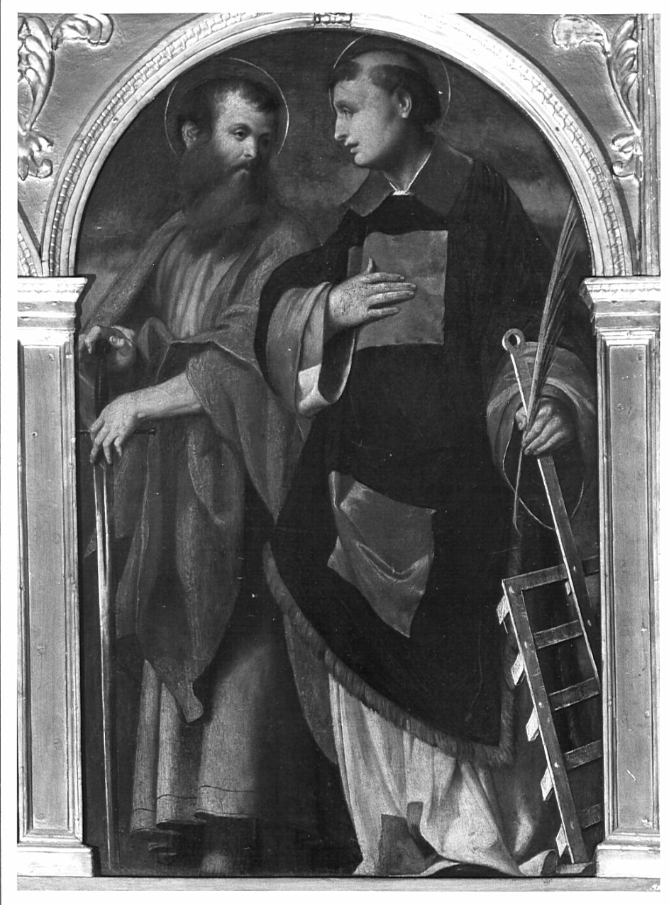 Santi Paolo e Lorenzo (scomparto di polittico, elemento d'insieme) di Piazza Callisto, Piazza Cesare, Piazza Scipione (sec. XVI)