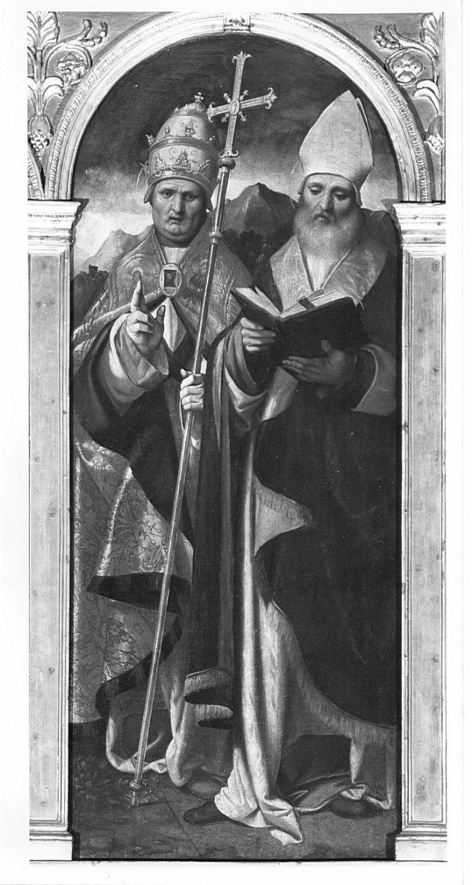 Santi Gregorio Magno e Alberto (scomparto di polittico, elemento d'insieme) di Piazza Callisto, Piazza Cesare, Piazza Scipione (sec. XVI)