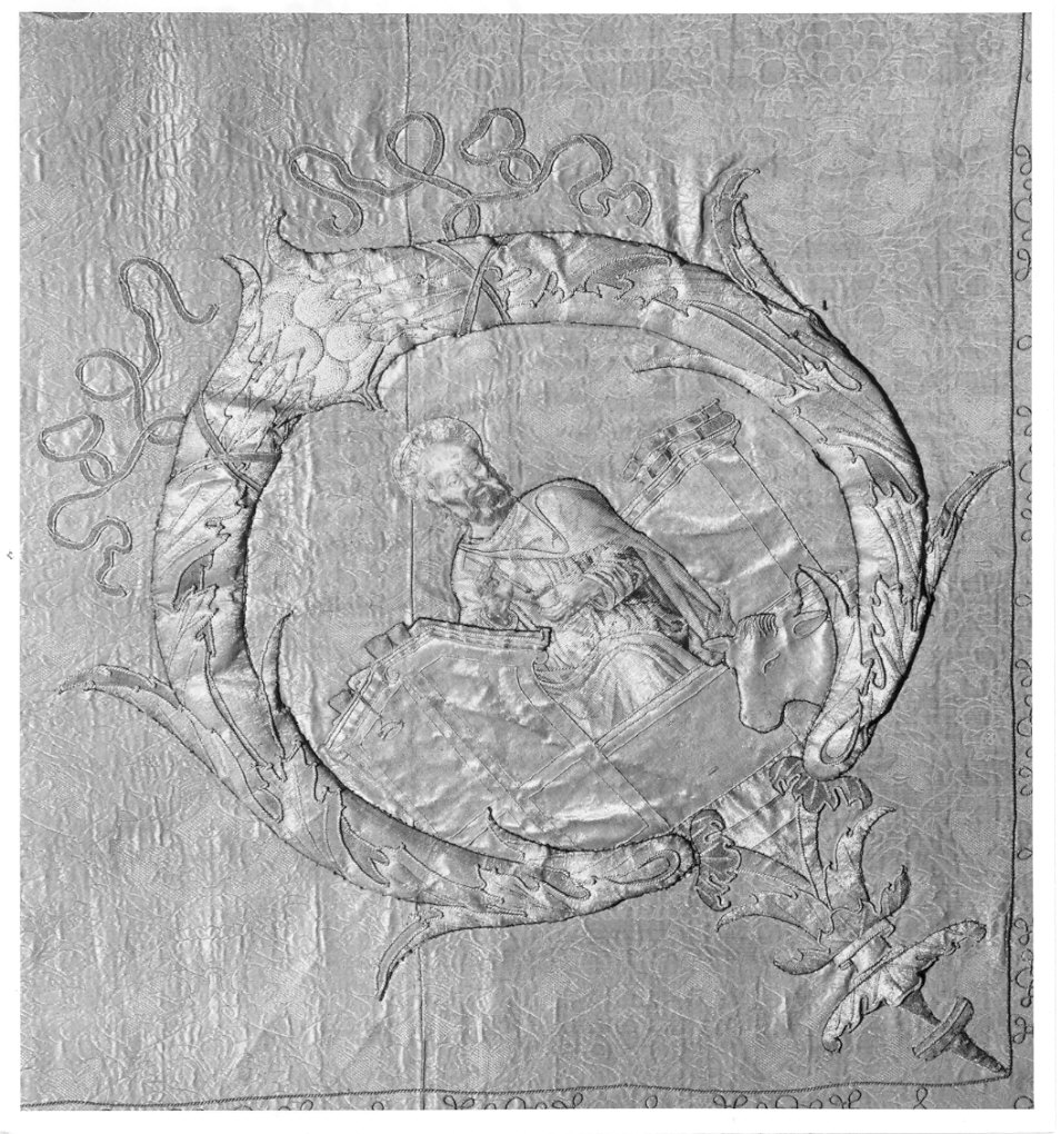 San Luca Evangelista (decorazione a ricamo, elemento d'insieme) - manifattura lombarda (sec. XV)