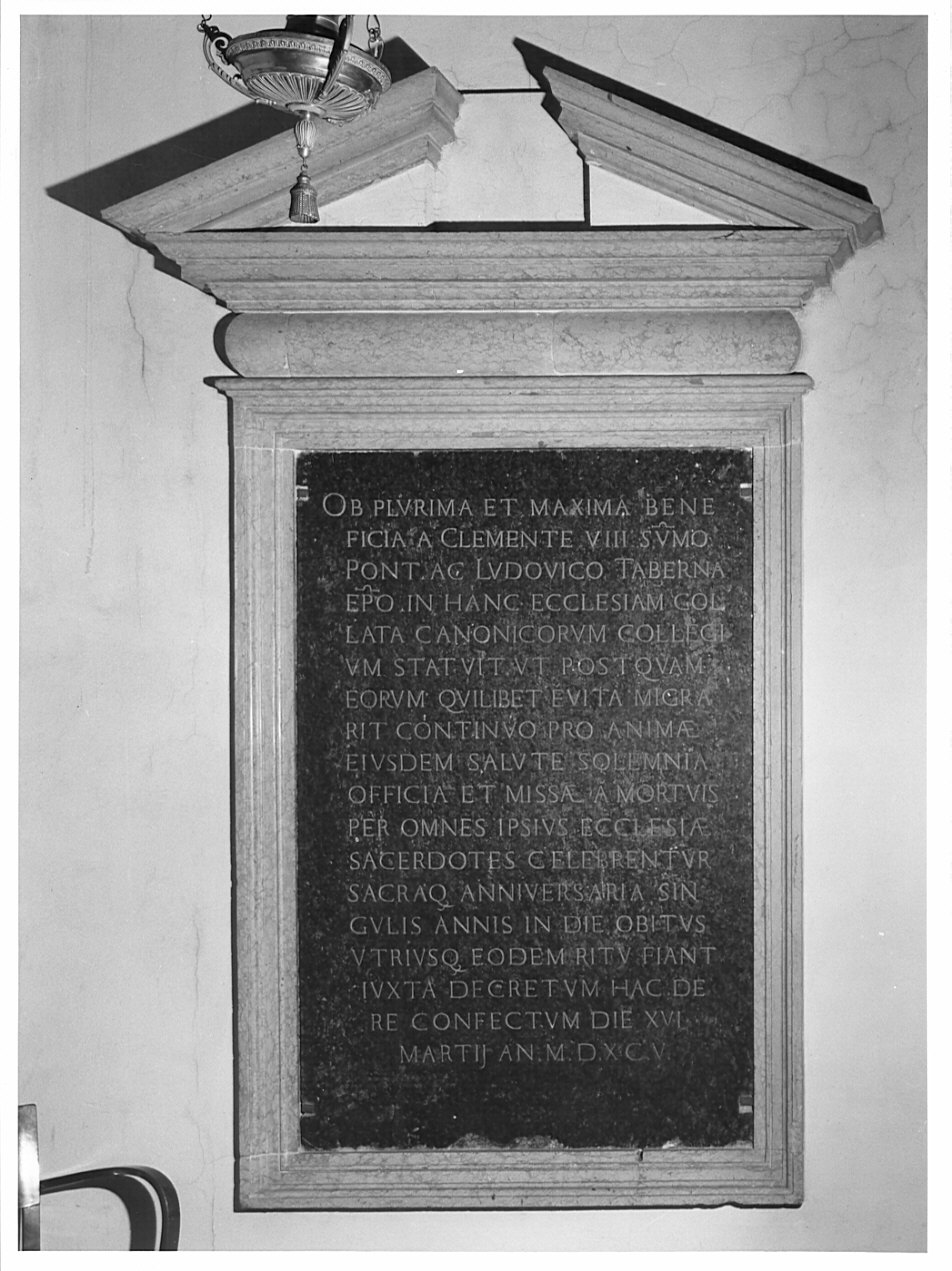 lapide commemorativa, opera isolata - bottega lombarda (sec. XVI)