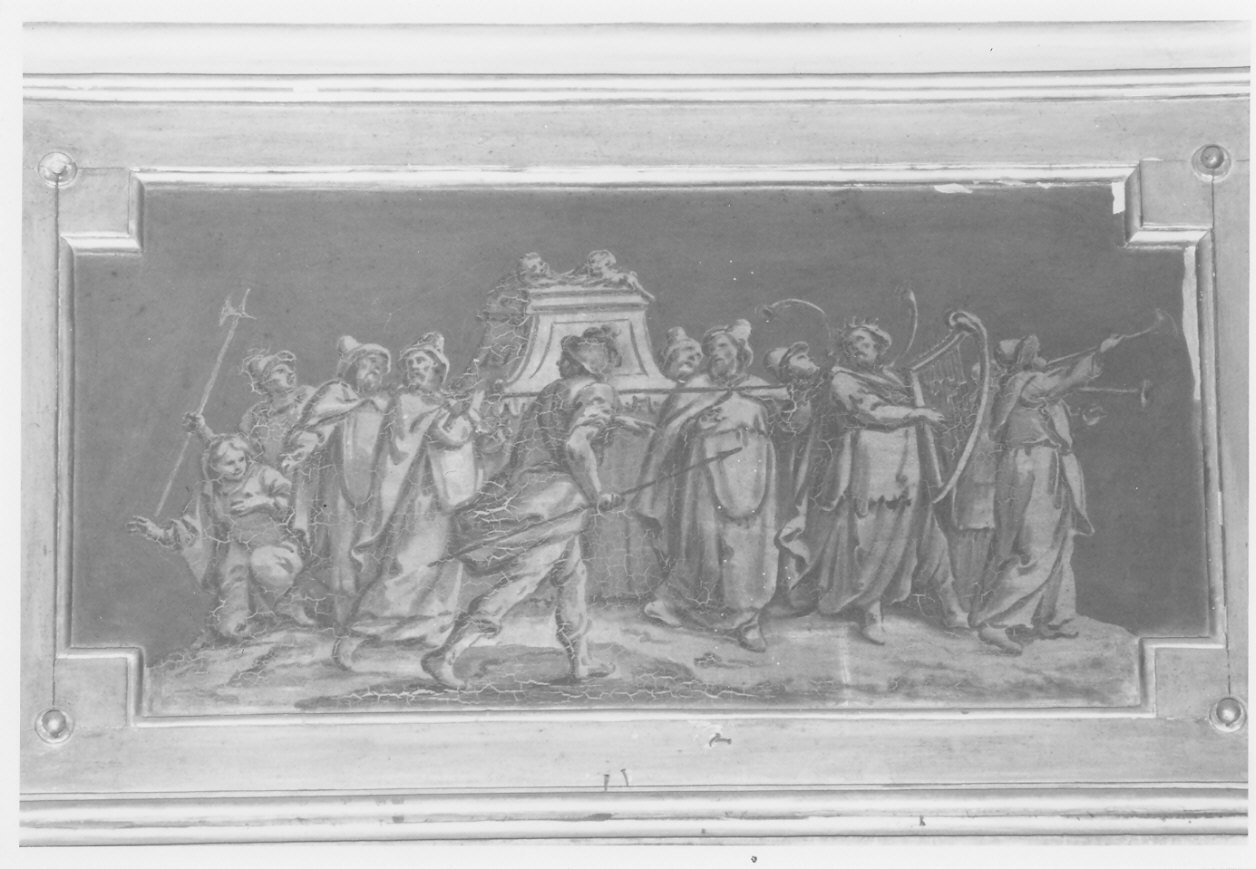 David suona l'arpa davanti all'arca sacra (dipinto, elemento d'insieme) di Ferrari Federico (seconda metà sec. XVIII)