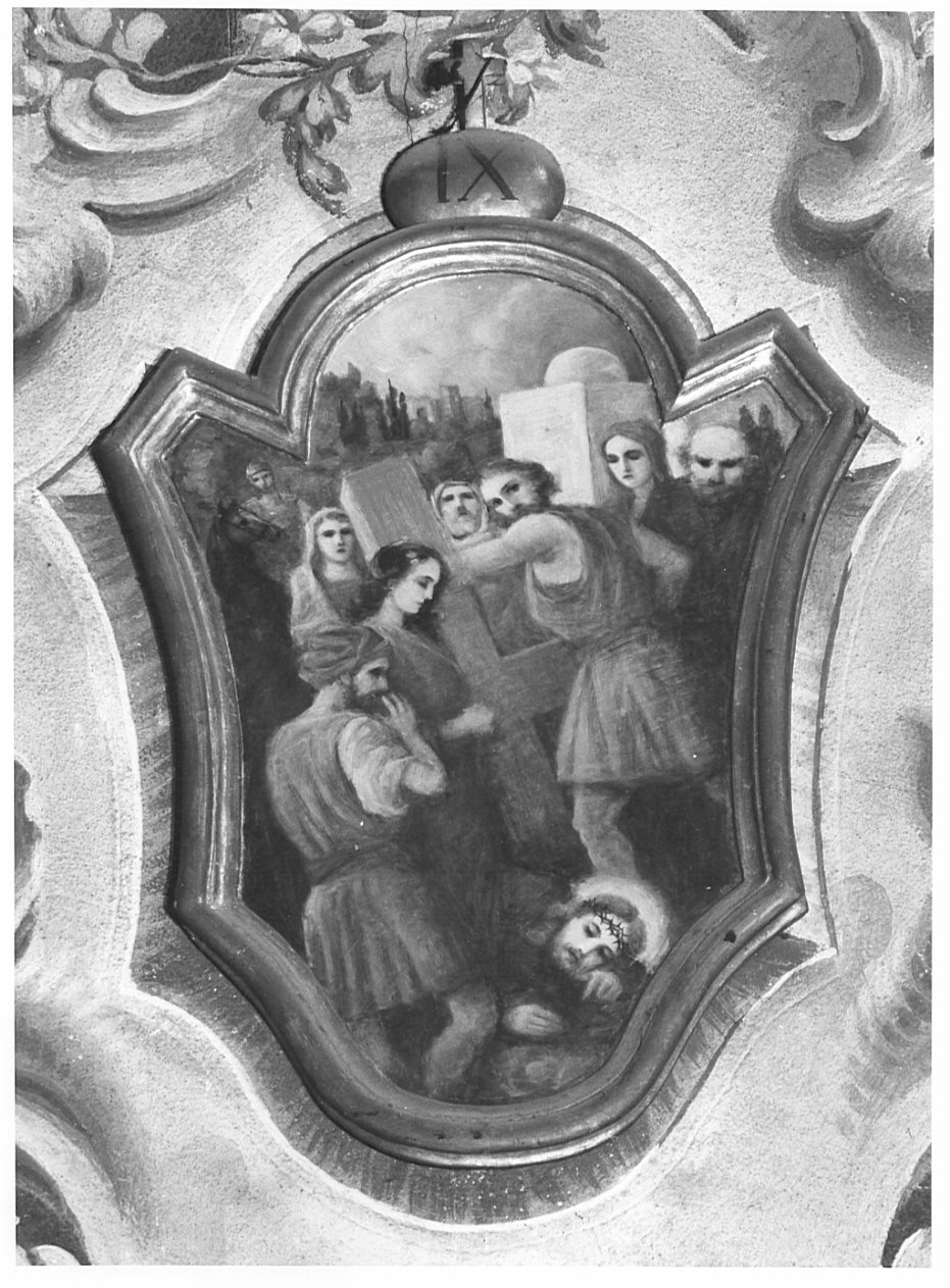 stazione IX: Gesù cade sotto la croce la terza volta (dipinto, elemento d'insieme) - ambito italiano (prima metà sec. XX)