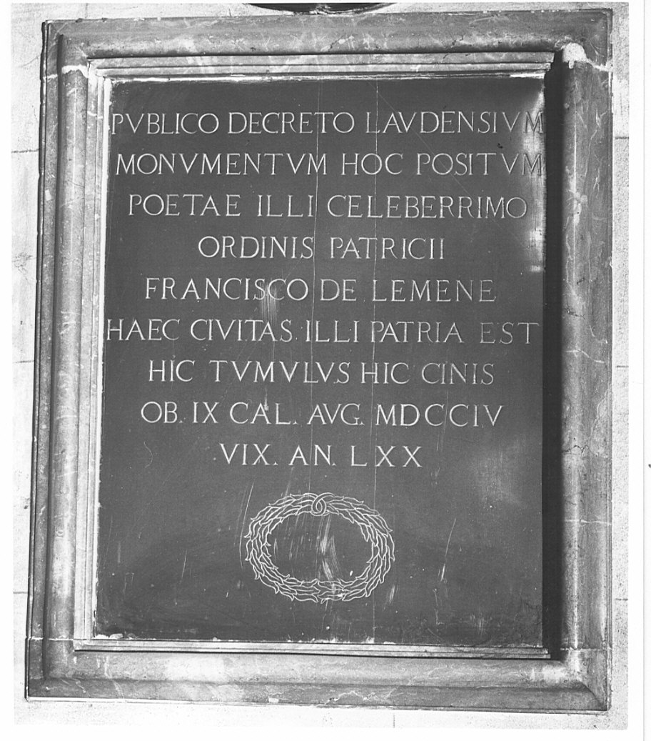 lapide commemorativa, opera isolata - bottega italiana (sec. XVIII)