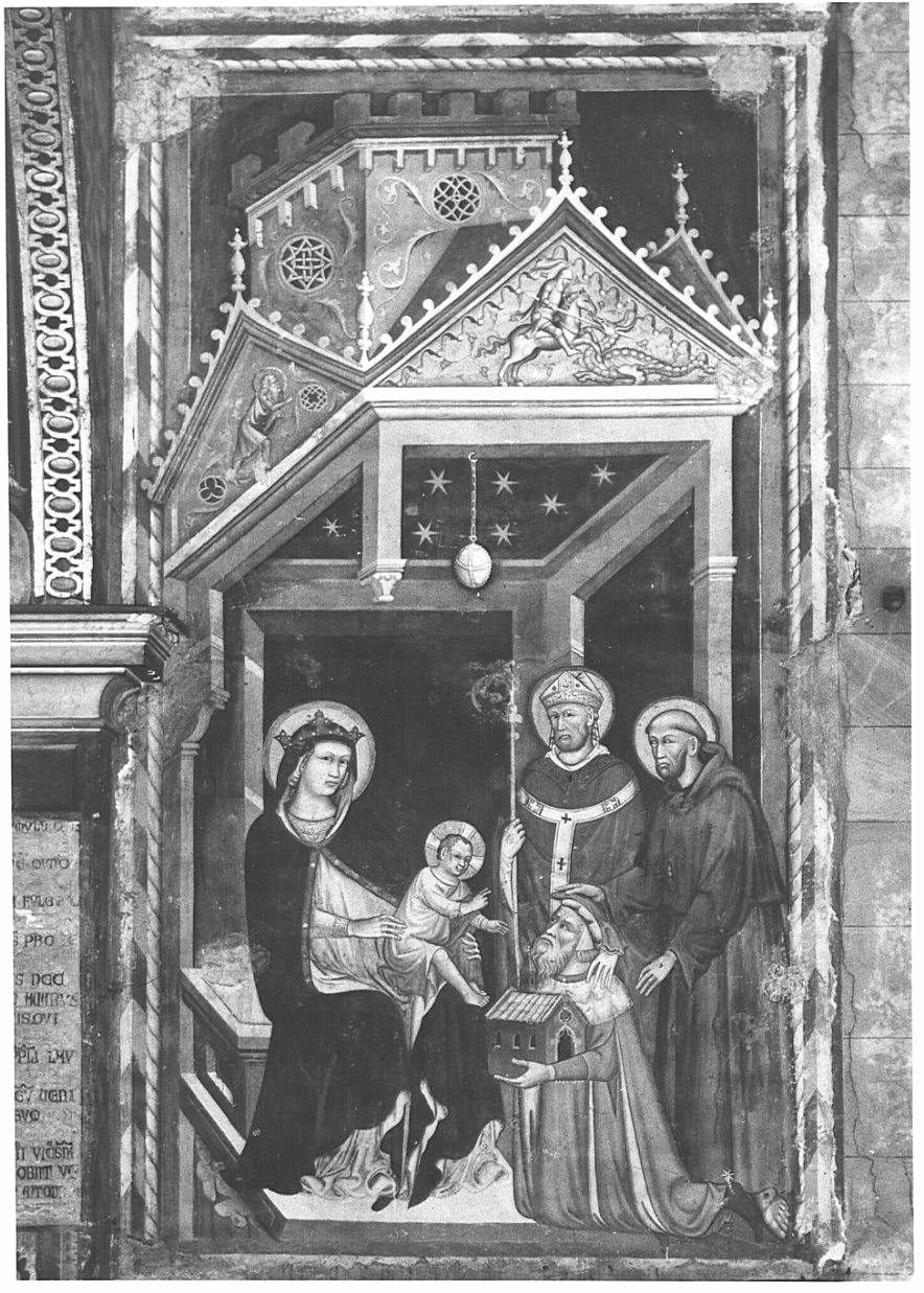 Madonna con Bambino, santi e Antonio Fissiraga (dipinto, opera isolata) - ambito italiano (prima metà sec. XIV)