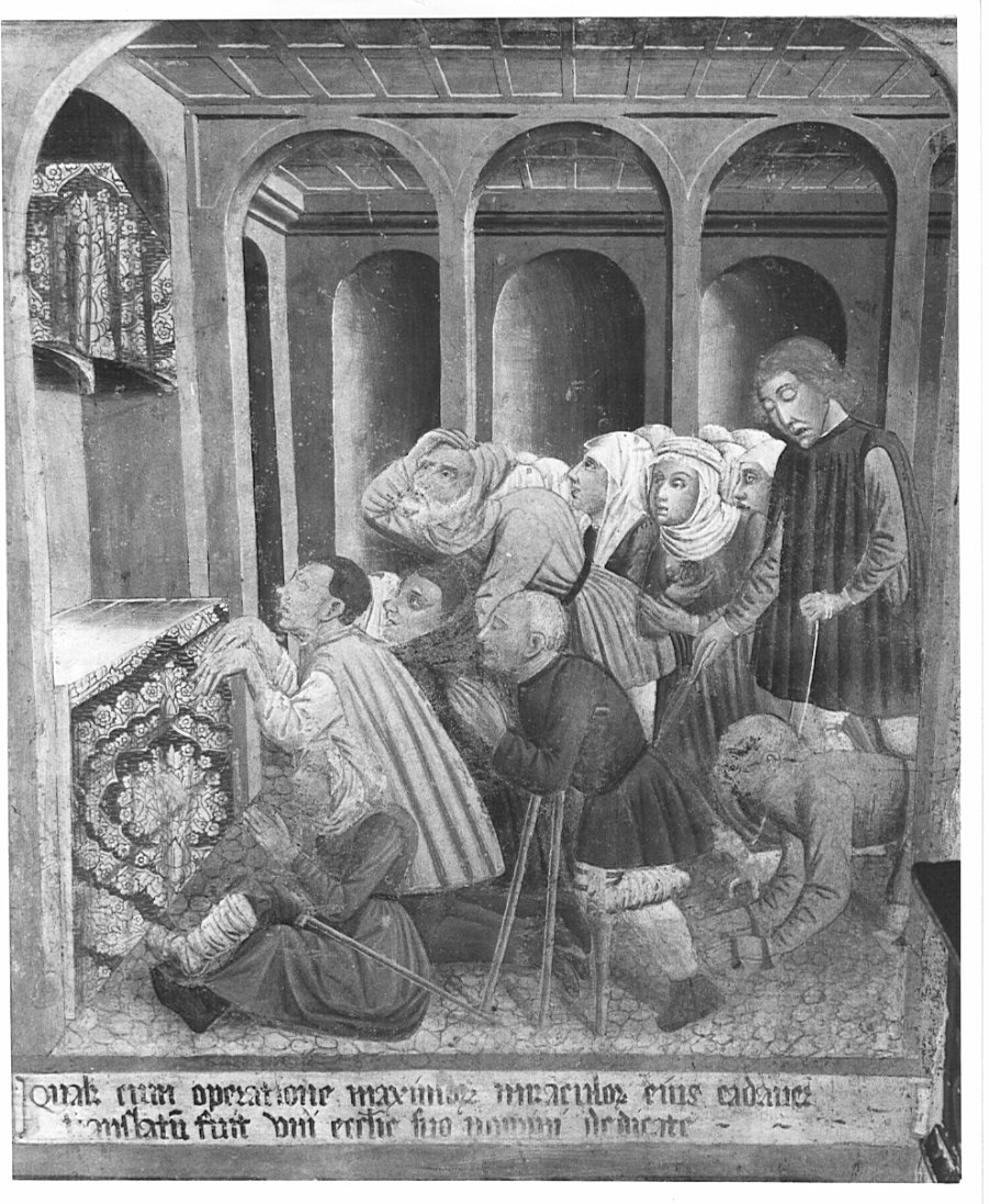 Traslazione di San Bernardino nella chiesa a lui dedicata (dipinto, elemento d'insieme) di Gian Giacomo da Lodi (attribuito) (seconda metà sec. XV)