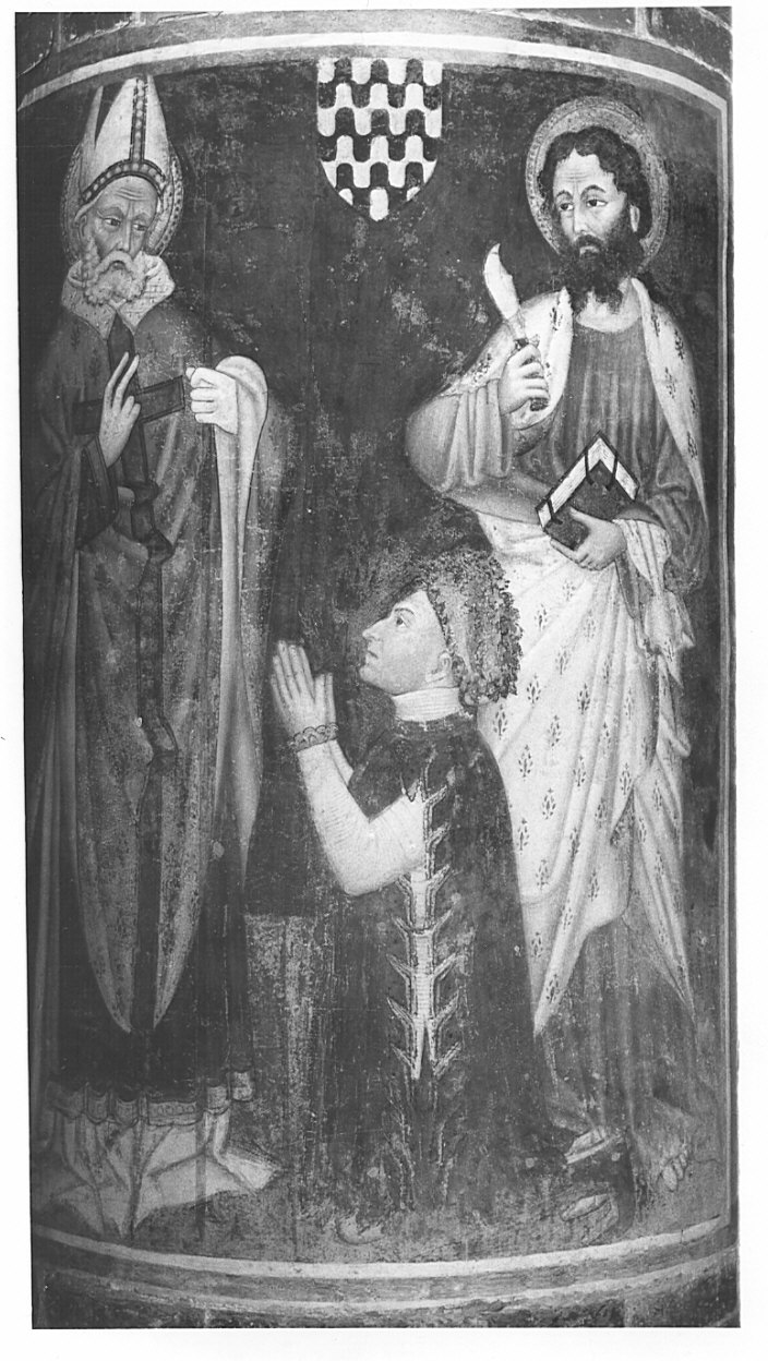 santo vescovo/ San Bartolomeo/ San Giacomo/ offerente (dipinto, opera isolata) - ambito italiano (inizio sec. XV)