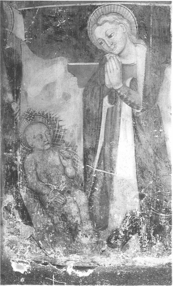 Madonna che adora Gesù Bambino nel roseto (dipinto, opera isolata) - ambito lombardo (prima metà sec. XV)