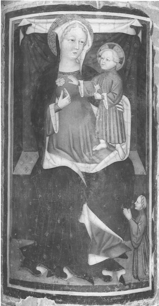 Madonna con Bambino in trono (dipinto, opera isolata) - ambito lombardo (sec. XV)
