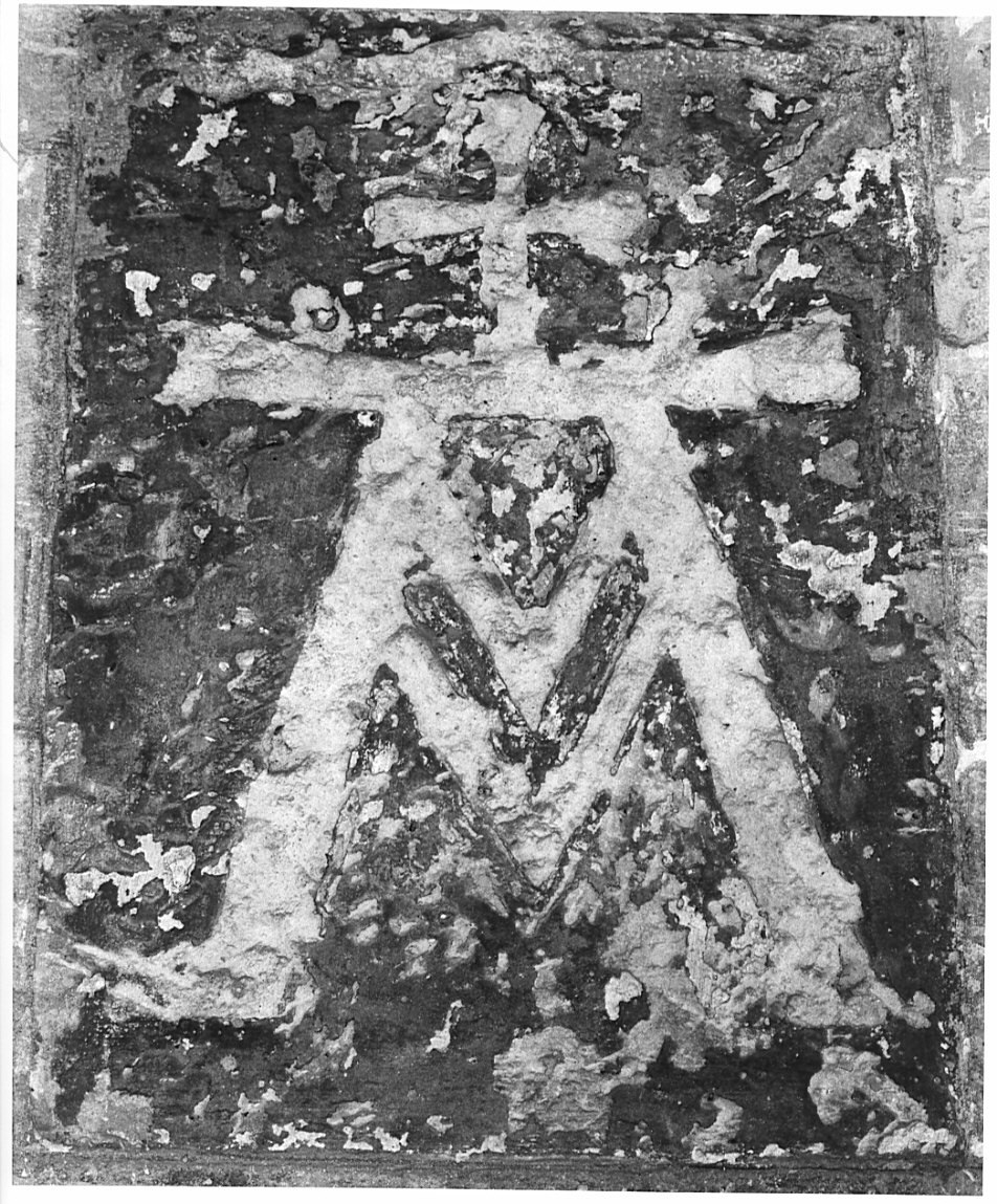 monogramma mariano (decorazione pittorica, opera isolata) - ambito italiano (fine sec. XIV)