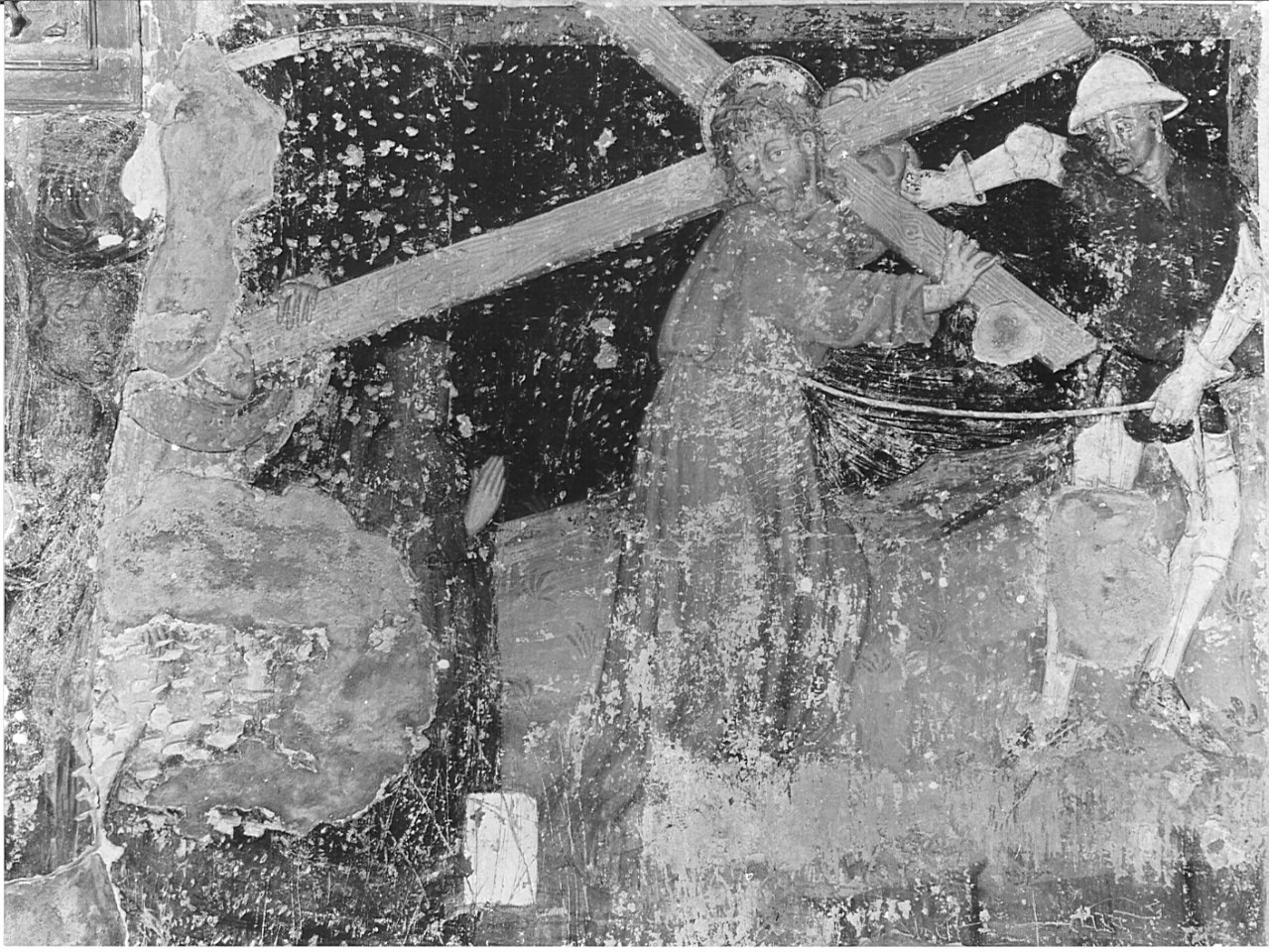 salita di Cristo al monte Calvario (dipinto, elemento d'insieme) - ambito lombardo (prima metà sec. XV)