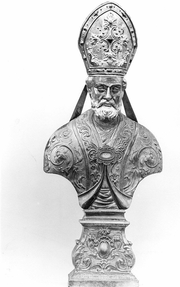 Santo vescovo (reliquiario - a busto, opera isolata) di Milanaccio Giuseppe (sec. XIX)