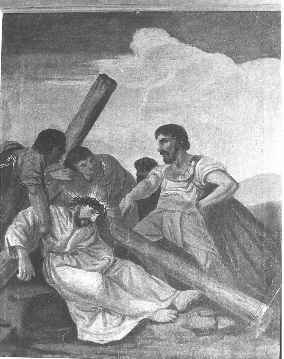 stazione IX: Gesù cade sotto la croce la terza volta (Via Crucis, elemento d'insieme) - ambito lombardo (sec. XIX)