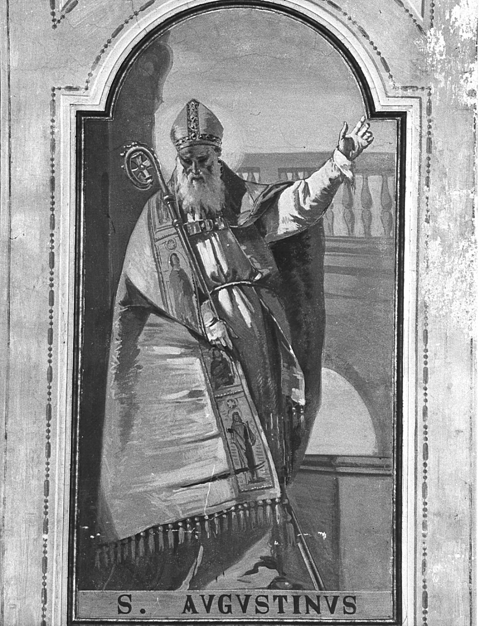 Sant'Agostino (dipinto, elemento d'insieme) di Rivetta Romeo (sec. XX)