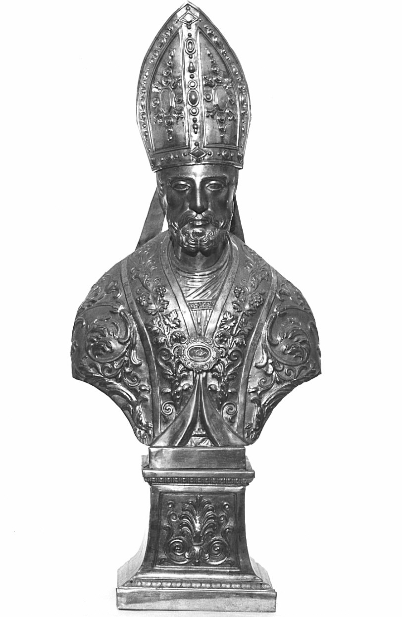 Santo vescovo (reliquiario - a busto, opera isolata) - bottega lombarda (sec. XIX)